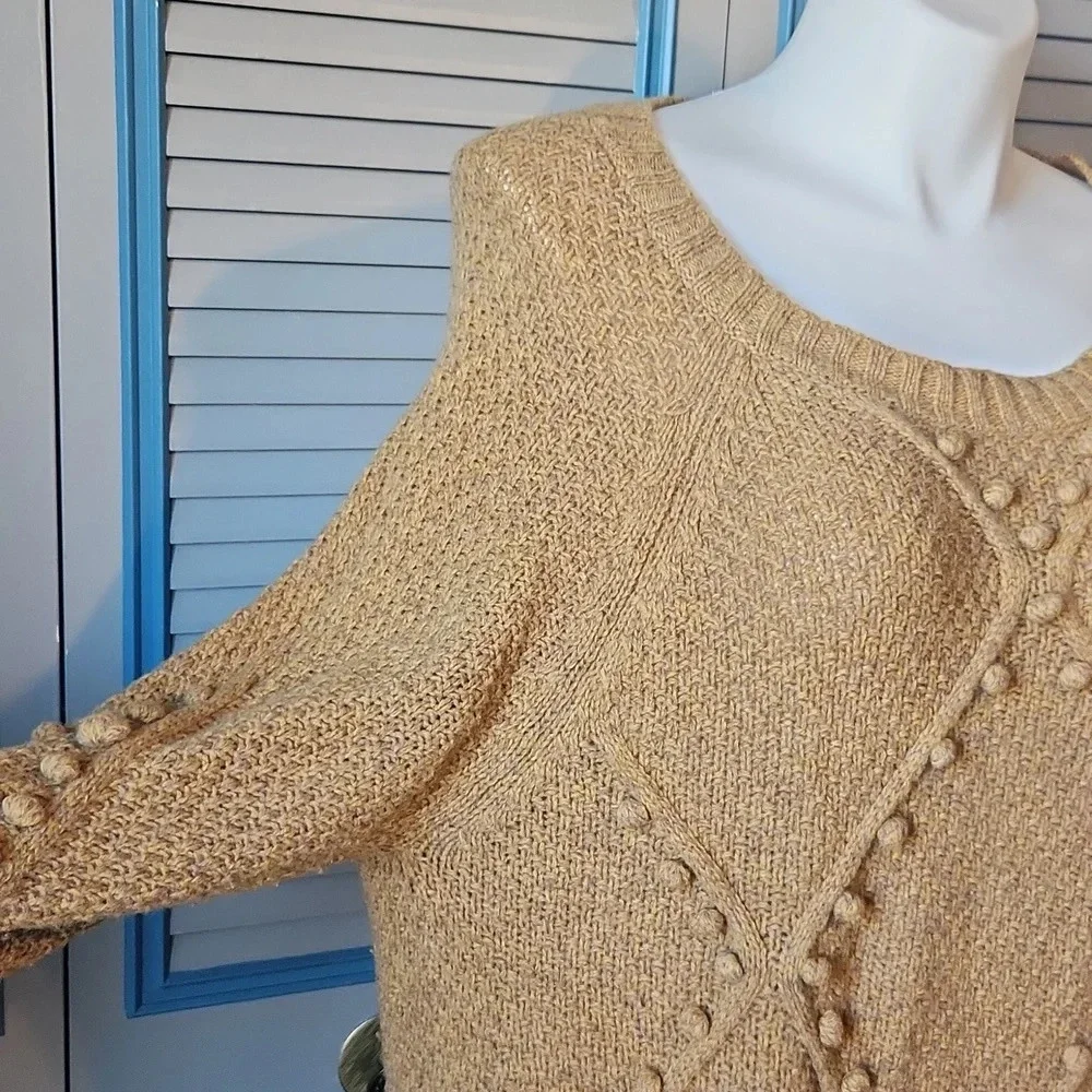 Anthropologie Moth Yellow Pom Pom Knit Sweater - Picture 6 of 15